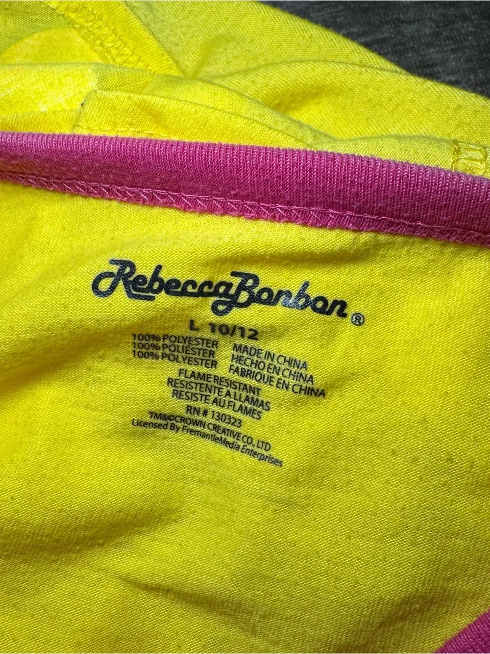 Y2K Yellow Long-Sleeve Button Badge Top with Pink Trim